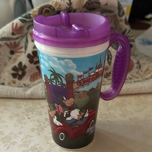 Disney tumbler with Purple Lid and Handle